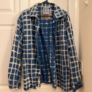 Jungmaven Olympic Jacket w custom pattern on cobalt blue jacket